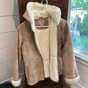 BKE Vintage suede coat with hood